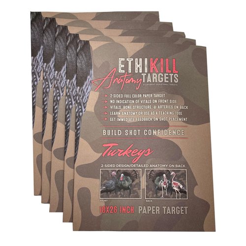 Turkey Target 2-Sided Paper Range Targets (5pack) 18" x 26" for Hunters | Realistic Educational Anatomy Illustration by EthiKill…