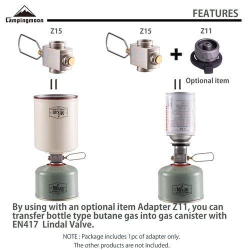 Camping Gas Refill Adapter Z15 with Little Canvas Storage Bag