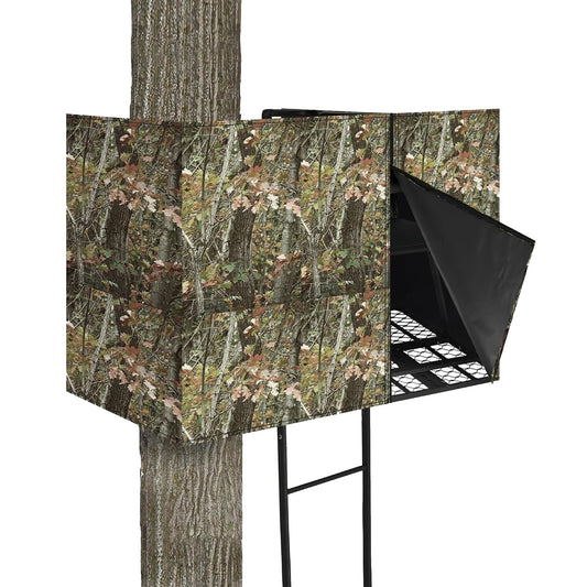 142"X37.5" Hunting Tree Stand Blinds for Deer Hunting Universal Camo Tree Ladder Stand Blind Kit with Zipper and 2 Pockets Tree Stand Cover for Hunting Deer, Elk, Hunting Blind & Accessories