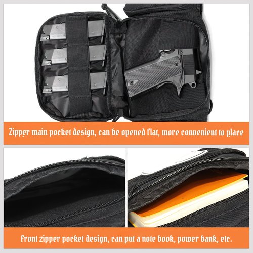 PISCORUSH Tactical Fanny Pack Carry Pistol Pouch Handgun Holster Waist Gun Bag Tactical Waist Bag Molle EDC Pouch Fits 1911, Glock (Army Green)
