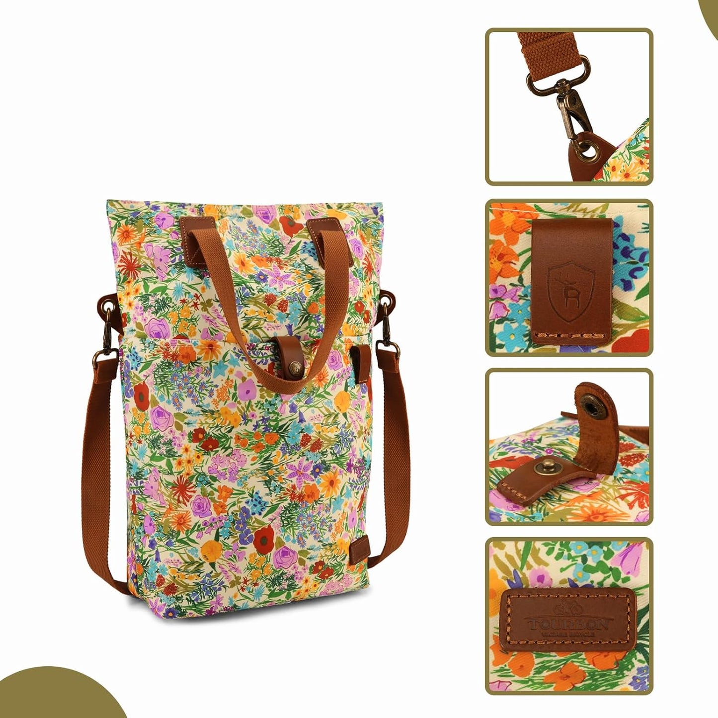 TOURBON Canvas Clip-On Quick-Release Bike Panniers Women's Shoulder Tote Bag