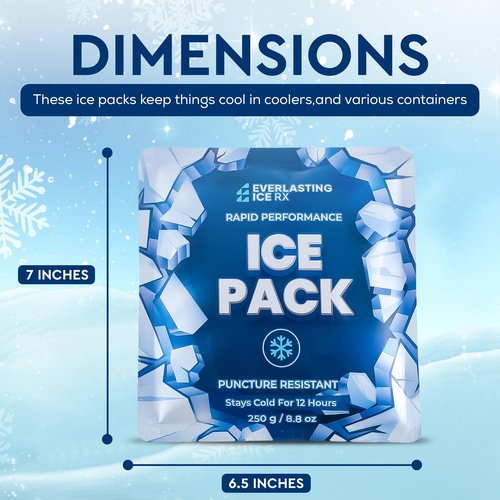 Rapid Performance Reusable Ice Packs for Lunch Boxes, Lunch Bags or Coolers | 4 Pack | Cold for Up to 12 Hours | Ice Packs for Cooler, Long Lasting for Camping, Beach, & School