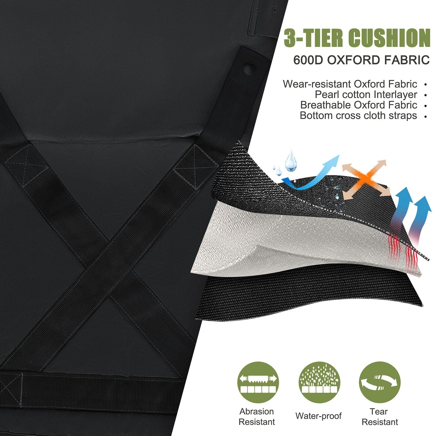 Joyfair Outdoor Camping Chair for Adult, Large Portable Folding Moon Chairs with Carry Bag for Patio Beach, Fishing, Lawn and More Outdoor Sports, 600D Oxford Fabric & Heavy Duty Steel (2, Black)