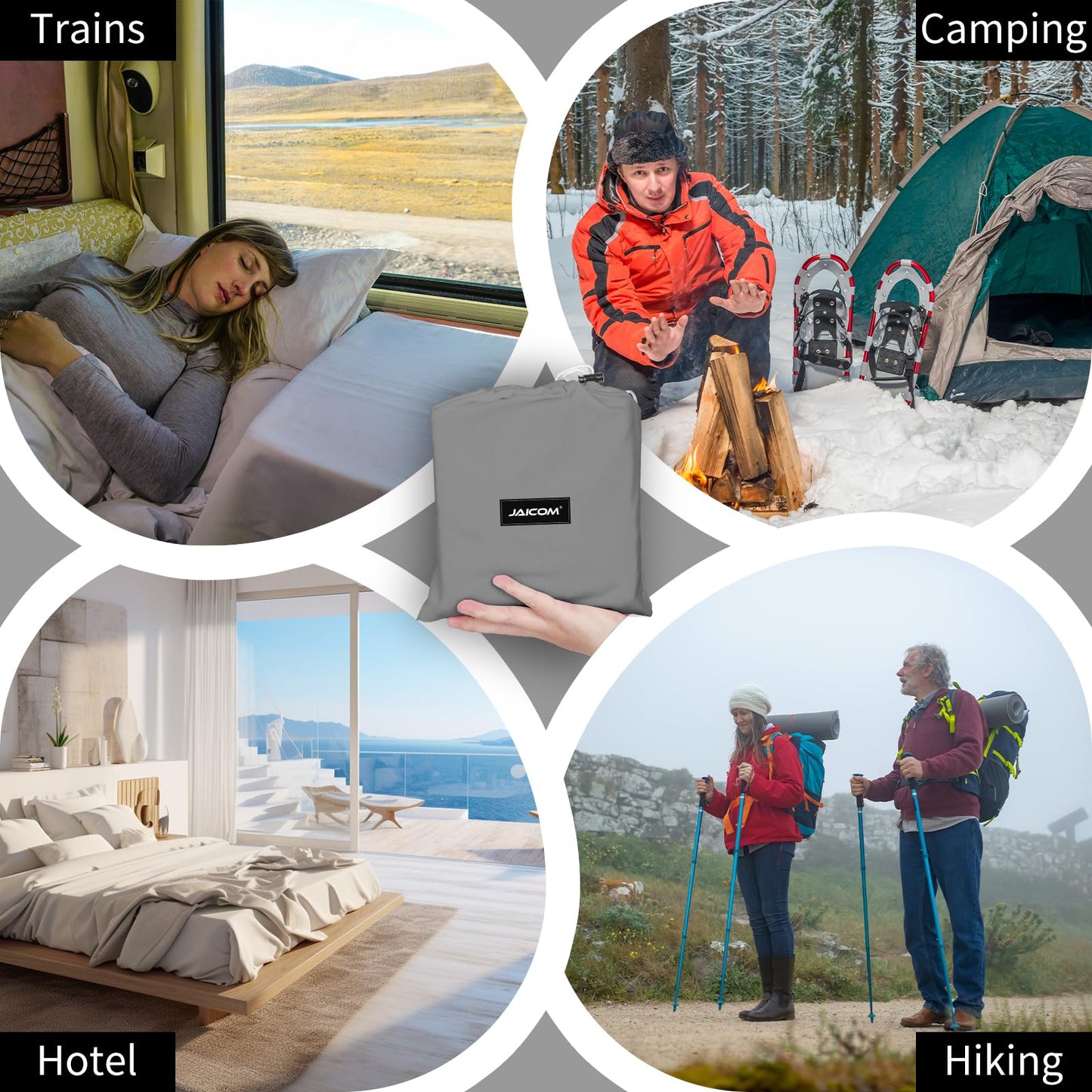 JAICOM Sleeping Bag Liner - Travel Sheet & Adult Sleep Sack, Lightweight Double Travel Sheet Camping Sheets for Backpacking, Hotels & Hostels, Outdoor