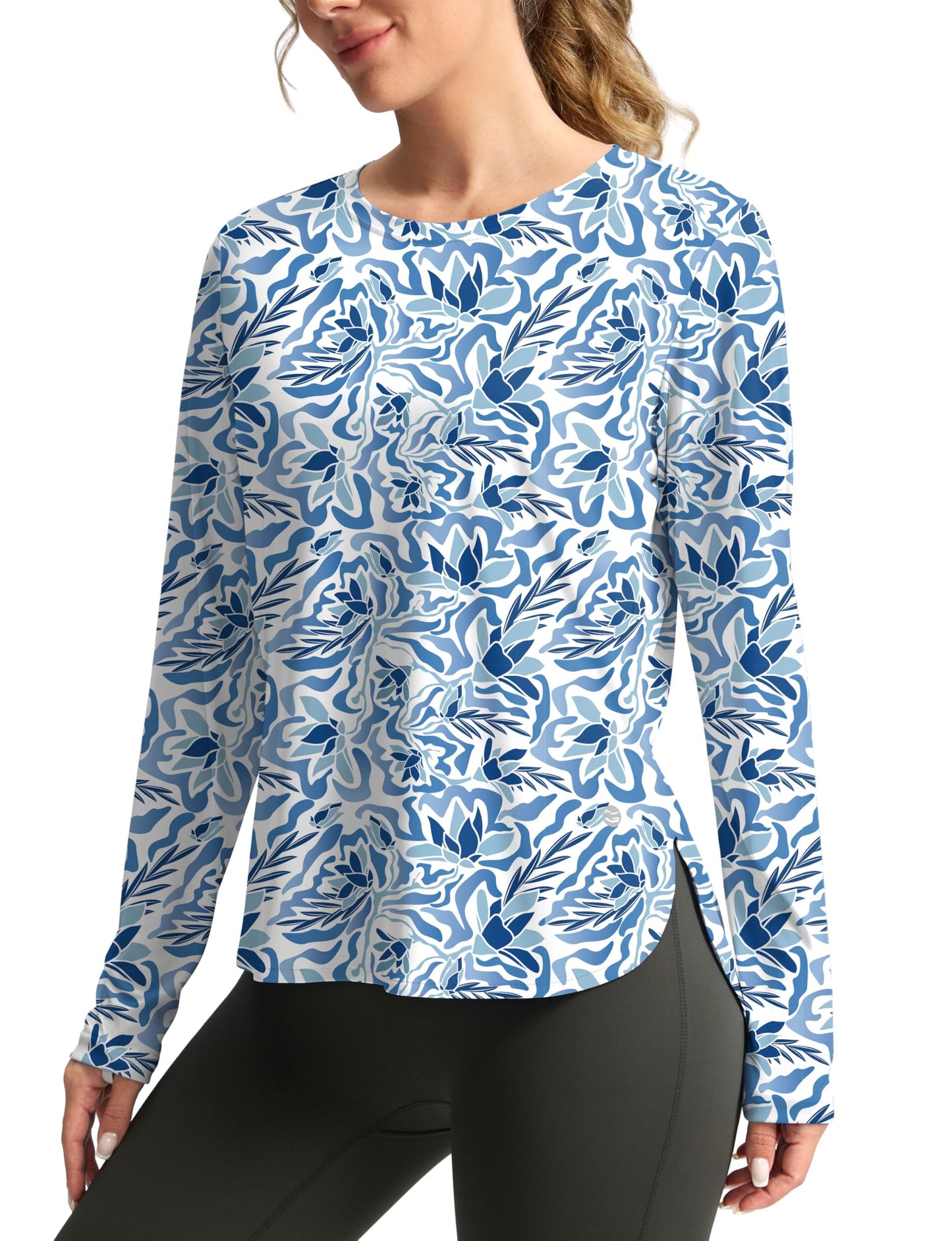 Women's Sun Shirts UPF 50+ Long Sleeve UV Protection Shirt Lightweight Quick Dry Workout Hiking Tops for Women(Peri Blue Freesia,XXL)