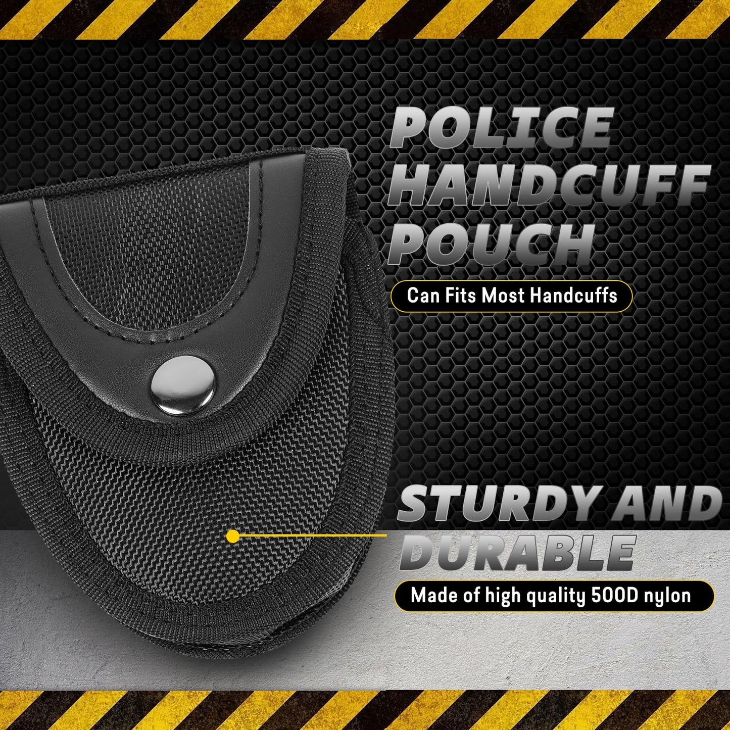 Handcuff Holder，Police Handcuffs Law Enforcement Accessories with Belt Loop， Handcuff Case Hand Cuff Pouch with Copper Snap Flap Top. … (Black, One Pack)