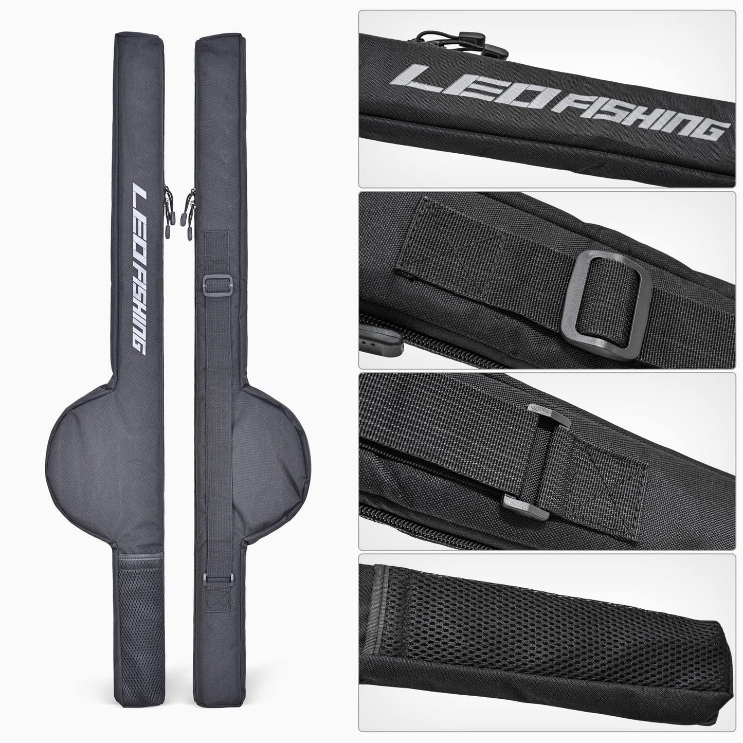 LEOFISHING Portable Fishing Rod Case Folding Fishing Pole Bag Fishing Pole Tackle Protective Cover Case Fishing Spinning Rod Bag Special Design for Fishing Poles with Reels 3 Size (Medium)