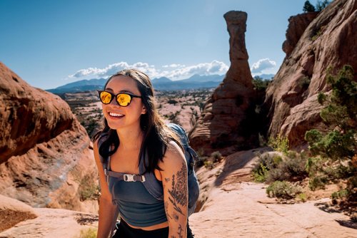 ROKA Lola Ultra Light Retro-Inspried Cateye Sunglasses - Crystal Rose Frames - Dark Carbon Polarized Lens