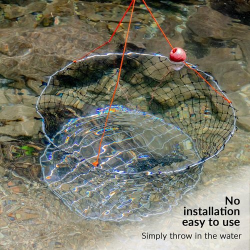 QualyQualy 2Pcs Collapsible Crab Net Kit with Crab Gauge & Bait Clip - Saltwater/Freshwater Crabbing Trap for Crabs - Galvanized Steel Ring, Portable Design for Pier, Dock, Family Crabbing 24"x20"x12"