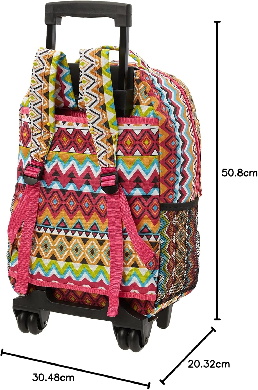 Rockland Double Handle Rolling Backpack, BLUELEOPARD, 17-Inch