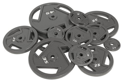 Signature Fitness Standard 1-Inch Cast Iron Plate Weight Plate for Strength Training and Weightlifting, Style #3, 25-Pound, Pack of 2