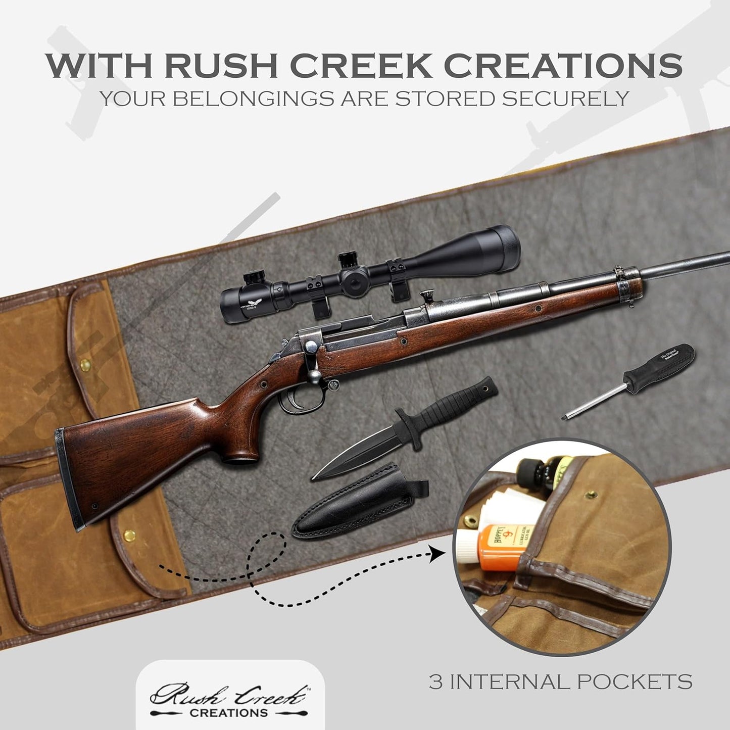 Rush Creek Creations Gun Cleaning Mat - Portable, Waxed Canvas, Handle, Weather Resistant Gun Cleaning and Shooting Mat