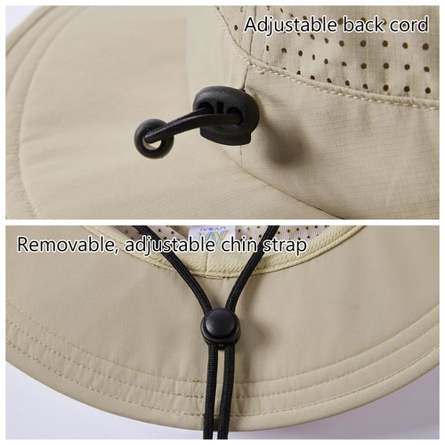 UVSAI UPF 50+ Bucket Sun Hat with Laser Perforated Mesh Cooling Adjustable Breathable Lightweight for Outdoor Men Women Khaki