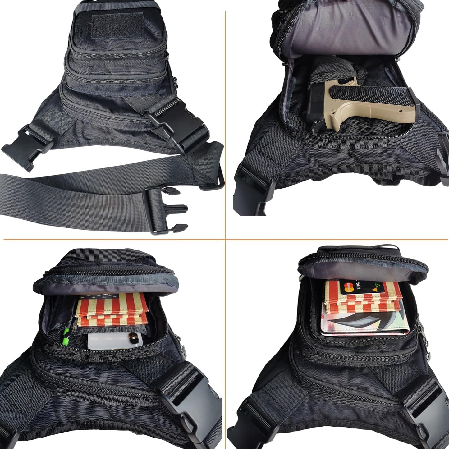 Thigh Pack, Larswon Leg Bag Thigh Pouch Bag Tactical Waist Bag Motorcycle Bag Waterproof