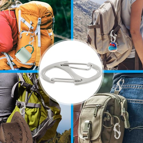 Coufce 20 Pieces 1.6 Inch S Spring Snap Hook, Silver Keychain Hook Metal Carabiner Clip, Double Snap Hook for Camping Fishing Hiking Outdoor Sports