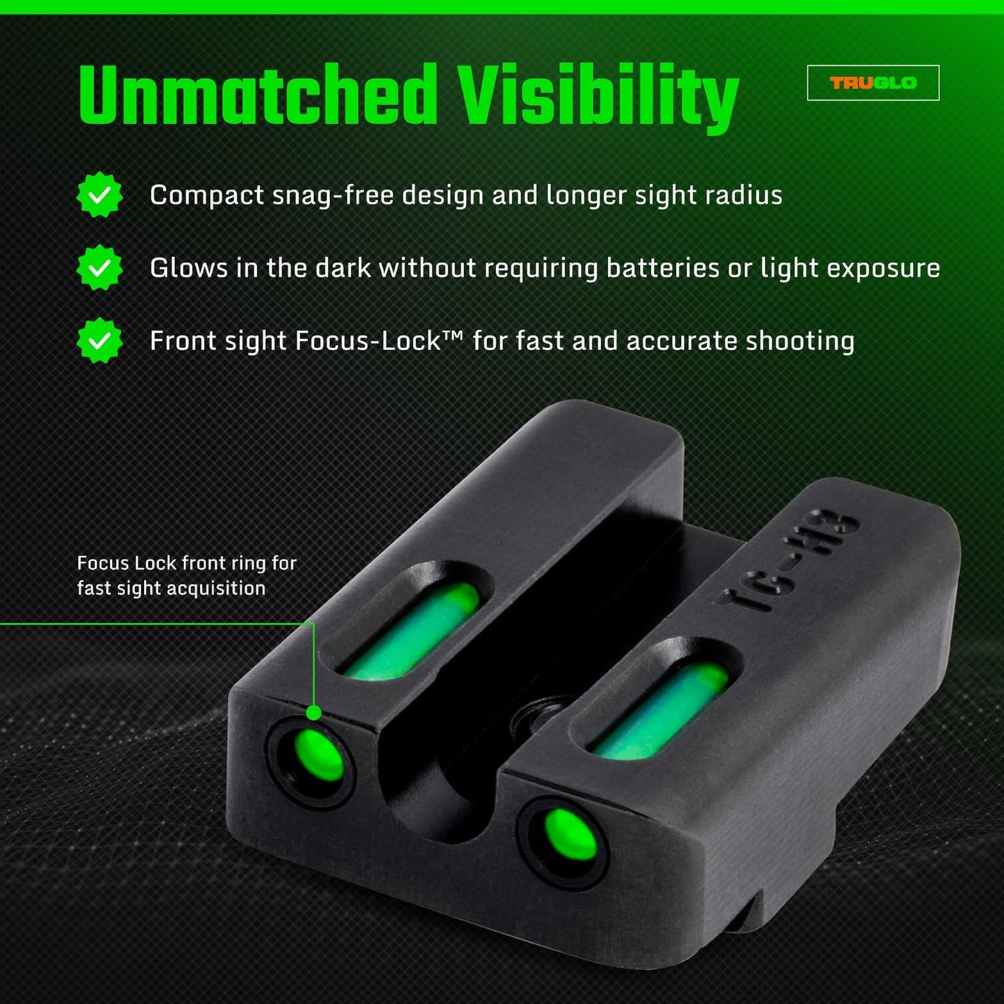 Truglo TFX PRO Night Sight for Handguns - Glowing Tritium & Fiber Optic, Compact & Durable