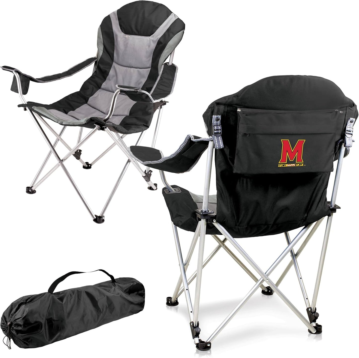 PICNIC TIME NCAA Arkansas Razorbacks Reclining Camp Chair - Beach Chair for Adults - Sports Chair with Carry Bag