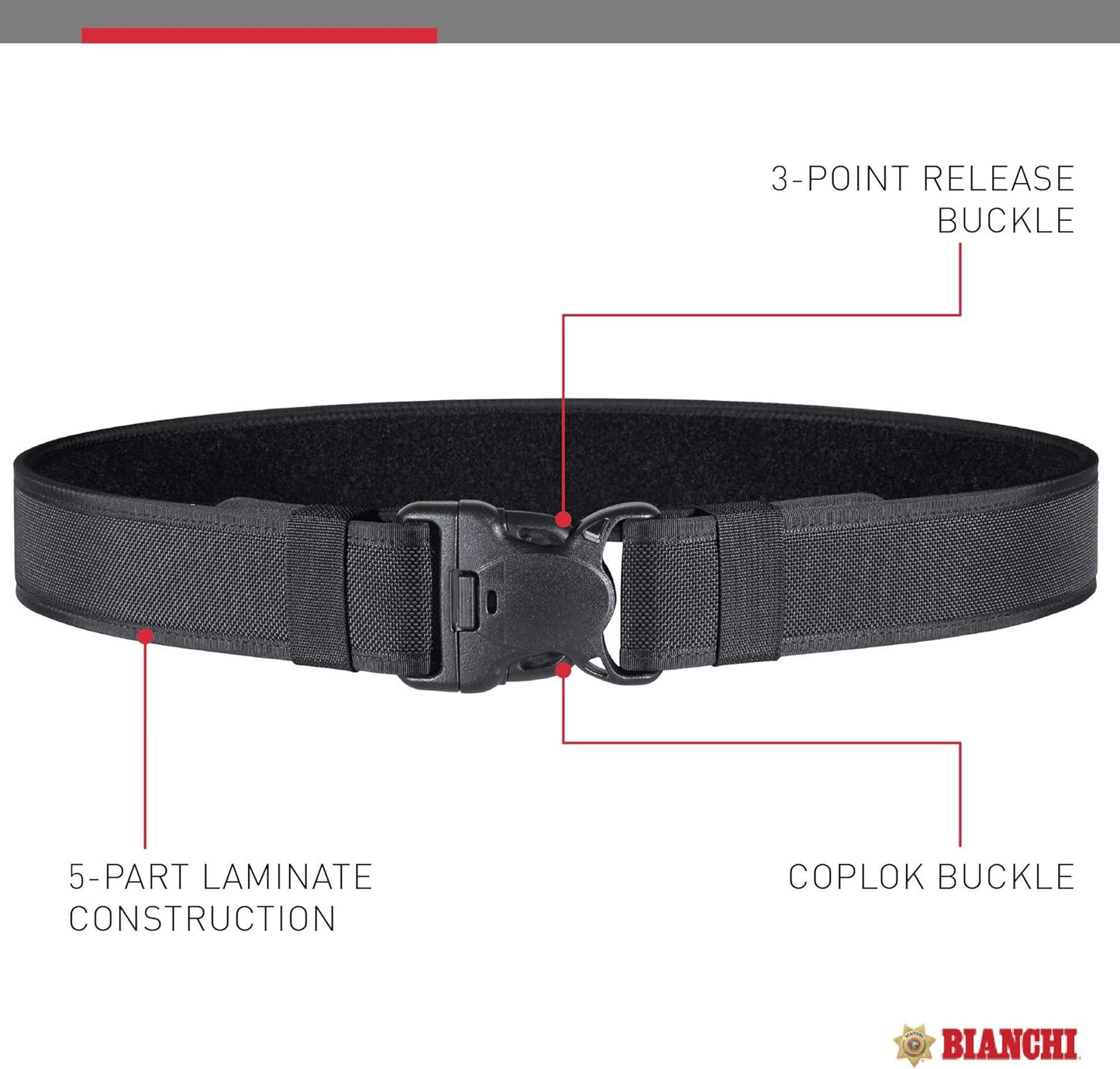 Bianchi 7210 Nylon Duty Belt with Coplok Buckle, Fits 2'' (50 MM), Black