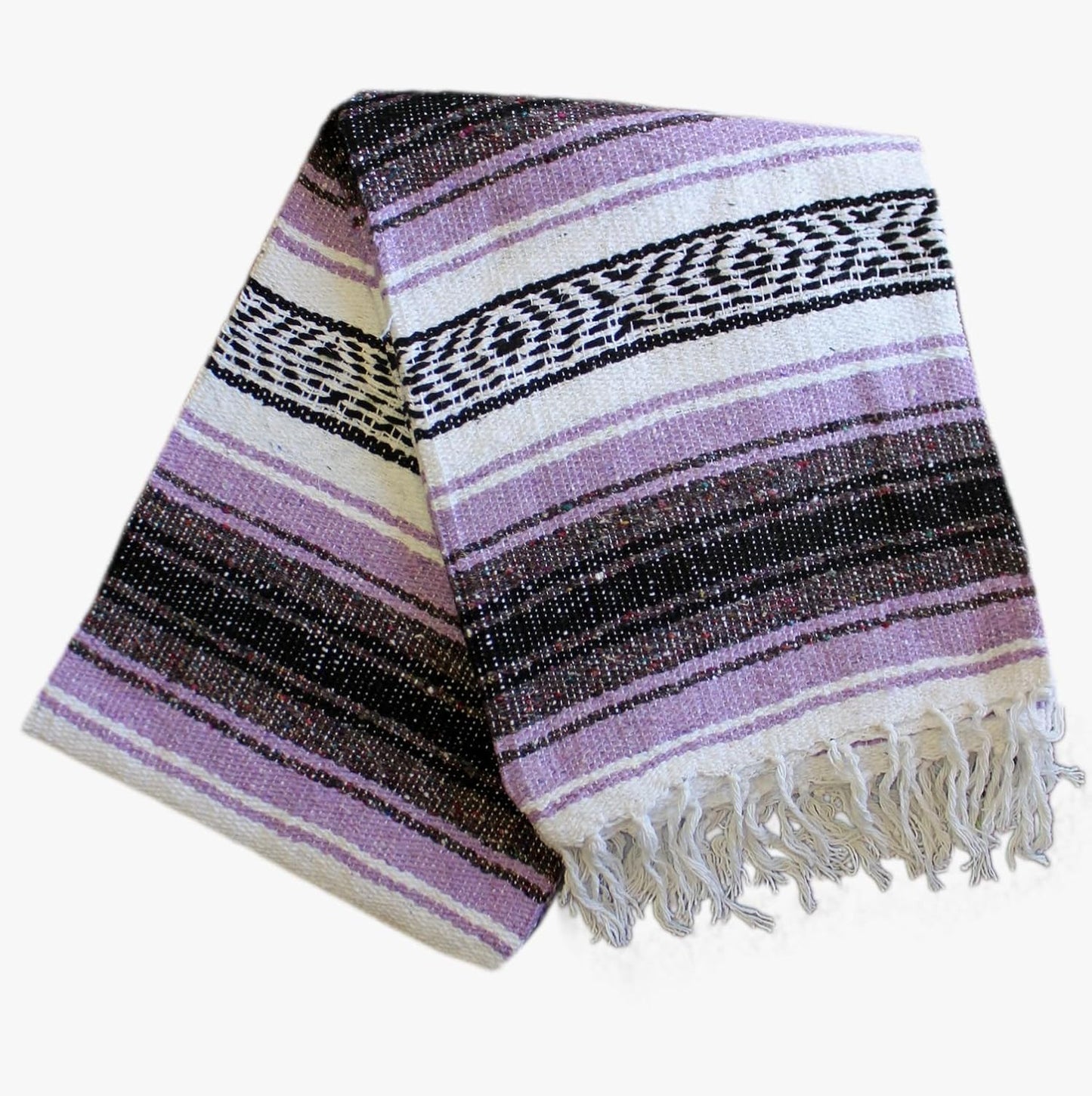 Authentic Del Mex Large Mexican Blanket - Woven Falsa Throw (70"x50") for Beach, Yoga & Outdoor Decor - Pink/Tan