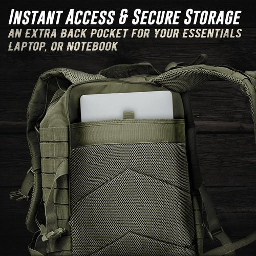 Tru Salute 45L Military Tactical Backpack Large Army 3 Day Assault Pack Molle Bug out Bag Rucksack (Amy Green)