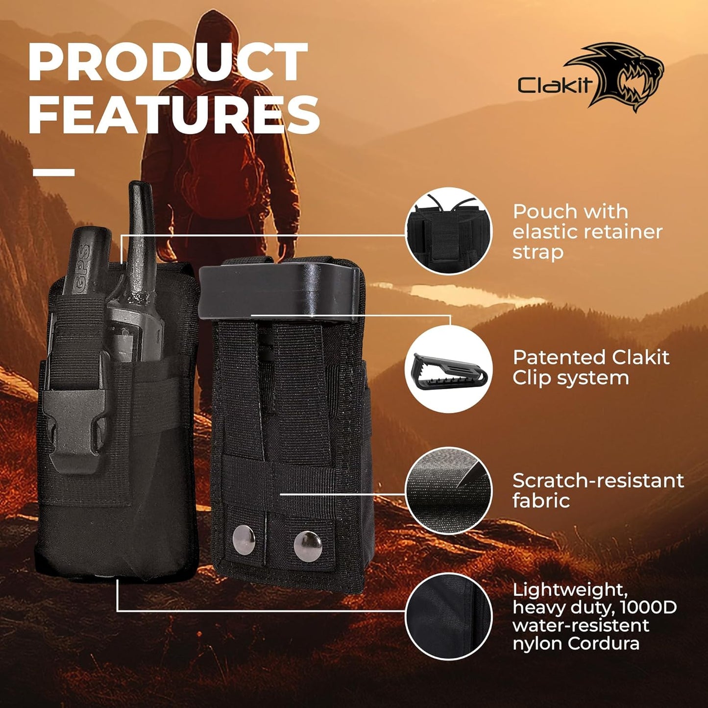 StrapPack Clip-On Pouch for Radio & GPS, Backpack Attachment for Hunters, First Responders, Public Safety, Hikers and Travelers
