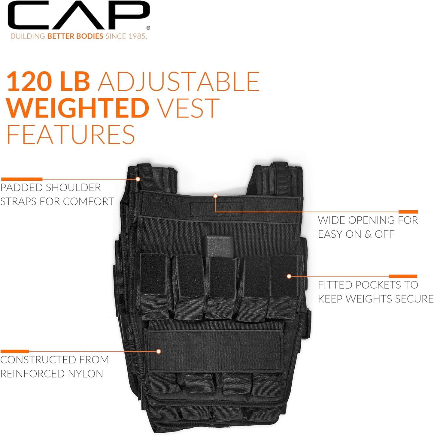 Adjustable Weighted Vest by CAP Barbell | Custom Fit for Enhanced Workouts