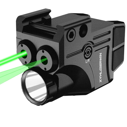 600/200 Lumens Adjustable Tactical Flashlight with Green Dot/Green Circle Laser Sight Combo, Pistol Laser Light with Strobe/Constant Light Modes,USBC Rechargeable,Fits Standard Picatinny & Glock Rails