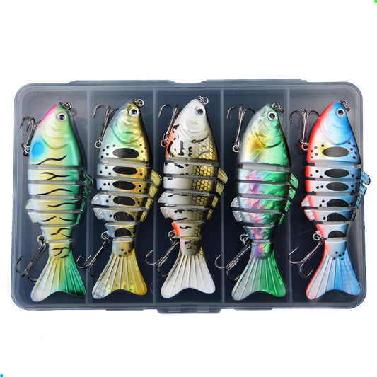 EXAURAFELIS 5pcs 7 Segment Multi-Jointed Swimbaits Fishing Lures for Bass Trout Perch Slow Sinking Lifelike Fishing Lure Kit Swimming Lures Freshwater Saltwater