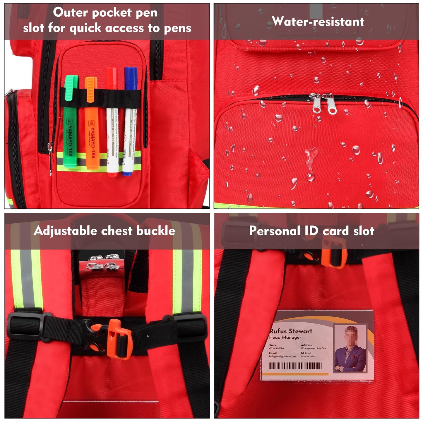 Gatycallaty First Aid Backpack Medical Emt First Responder Bag Empty Ems Emergency Home Health Hiking Trauma Travel Camping (red, Large)