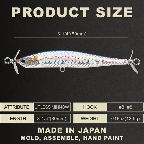 LUCKY CRAFT Screw Pointer 80 Jerkbait - Sinking Fishing Lure for Bass & Walleye