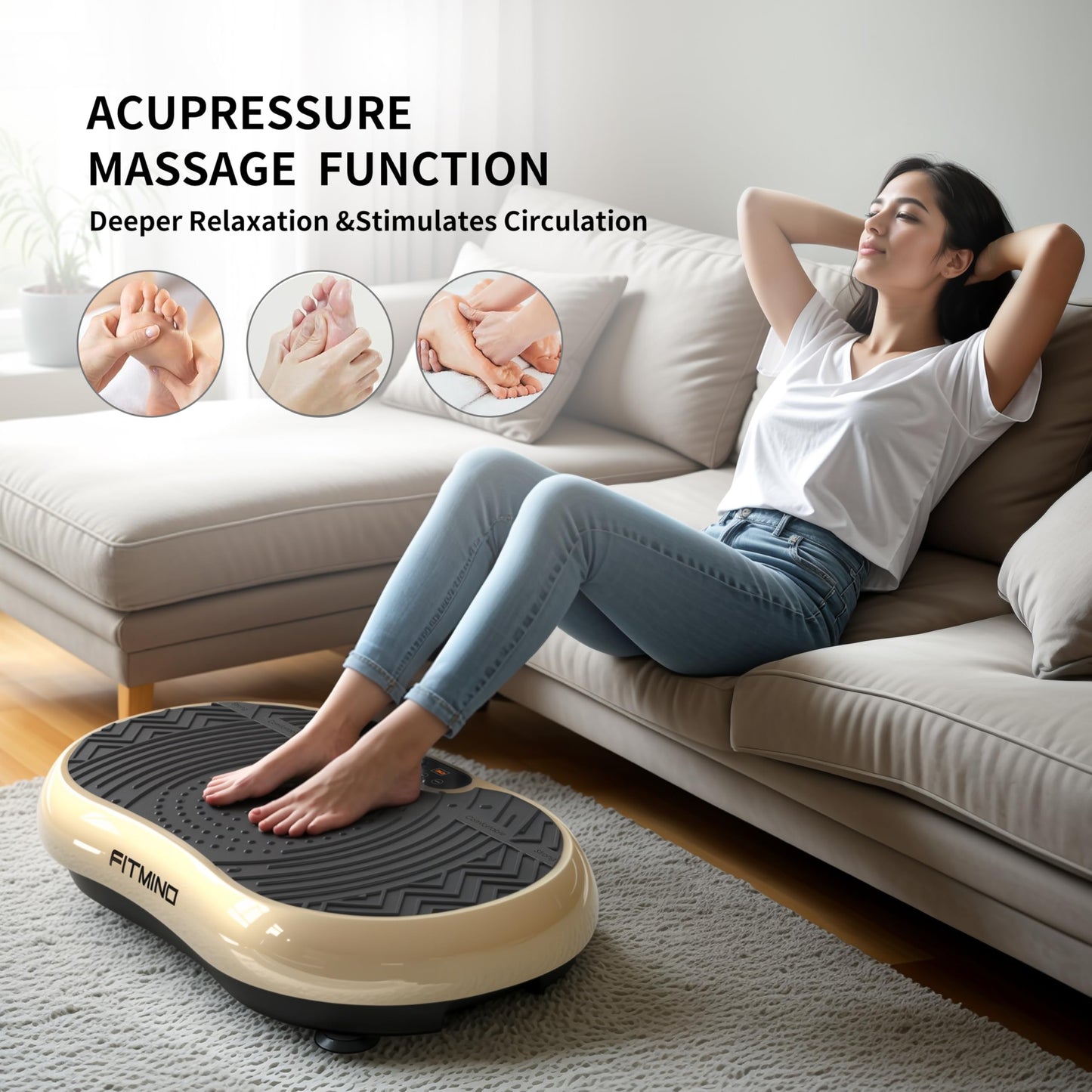 FITMIND Vibration Plate Exercise Machine, 24" x 14" Extra-Large Vibration Plate for Lymphatic Drainage, Vibration Plates for Weight Loss, Relaxing, Recovery