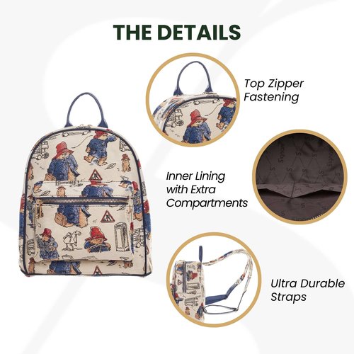 Signare Tapestry Women Backpack Rucksack Casual Daypack With Paddington Bear Design (DAPK-PADD)