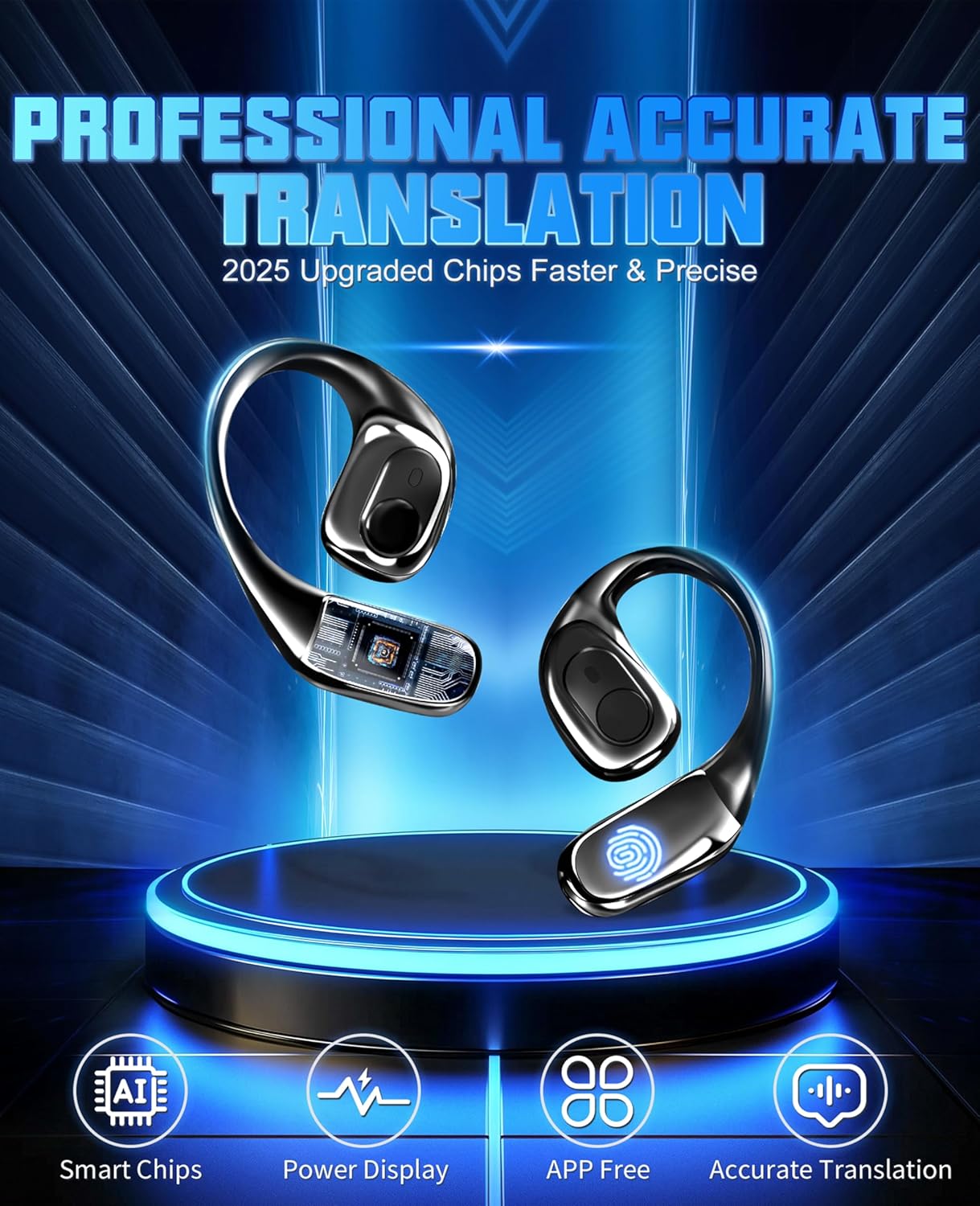 AI Translation Earbuds Real Time, 2025 Upgraded 144 Language Translator Earbuds 3-in-1 Translation Headphones, Translation Device for Travel Business Learning Compatible with iOS and Android
