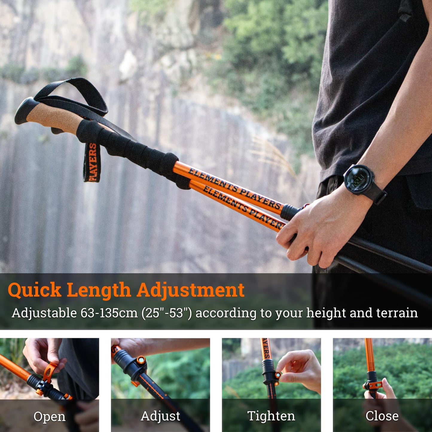 2PCS Aerospace 7075 Aluminum Collapsible Trekking Poles Shock-Absorbing & Adjustable 3-Section Hiking Sticks with Crok & EVA Grips Lightweight & Fast Flick Lock for All Terrains Hiking & Walking