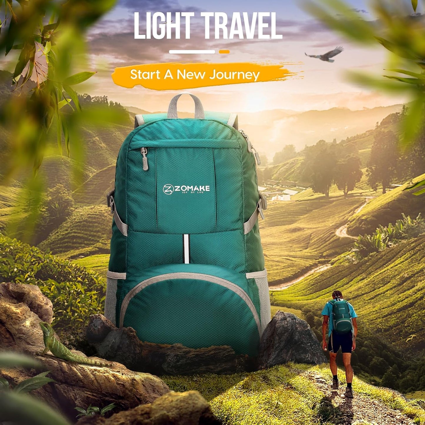 ZOMAKE Lightweight Packable Backpack 35L, Light Foldable Backpacks Water Resistant Collapsible Hiking Bag, Compact Folding Day Pack for Travel Camping(Black)