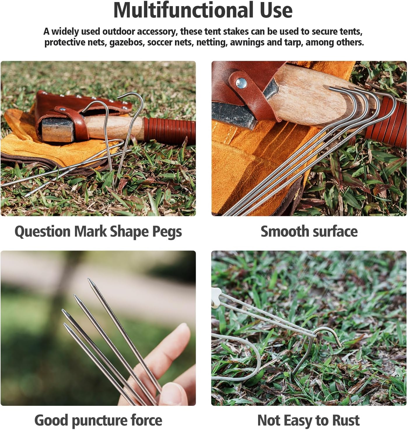 iBasingo Titanium Alloy Pegs Camping Tent Pegs Portable Elbow Grass Nail Tent Hardware