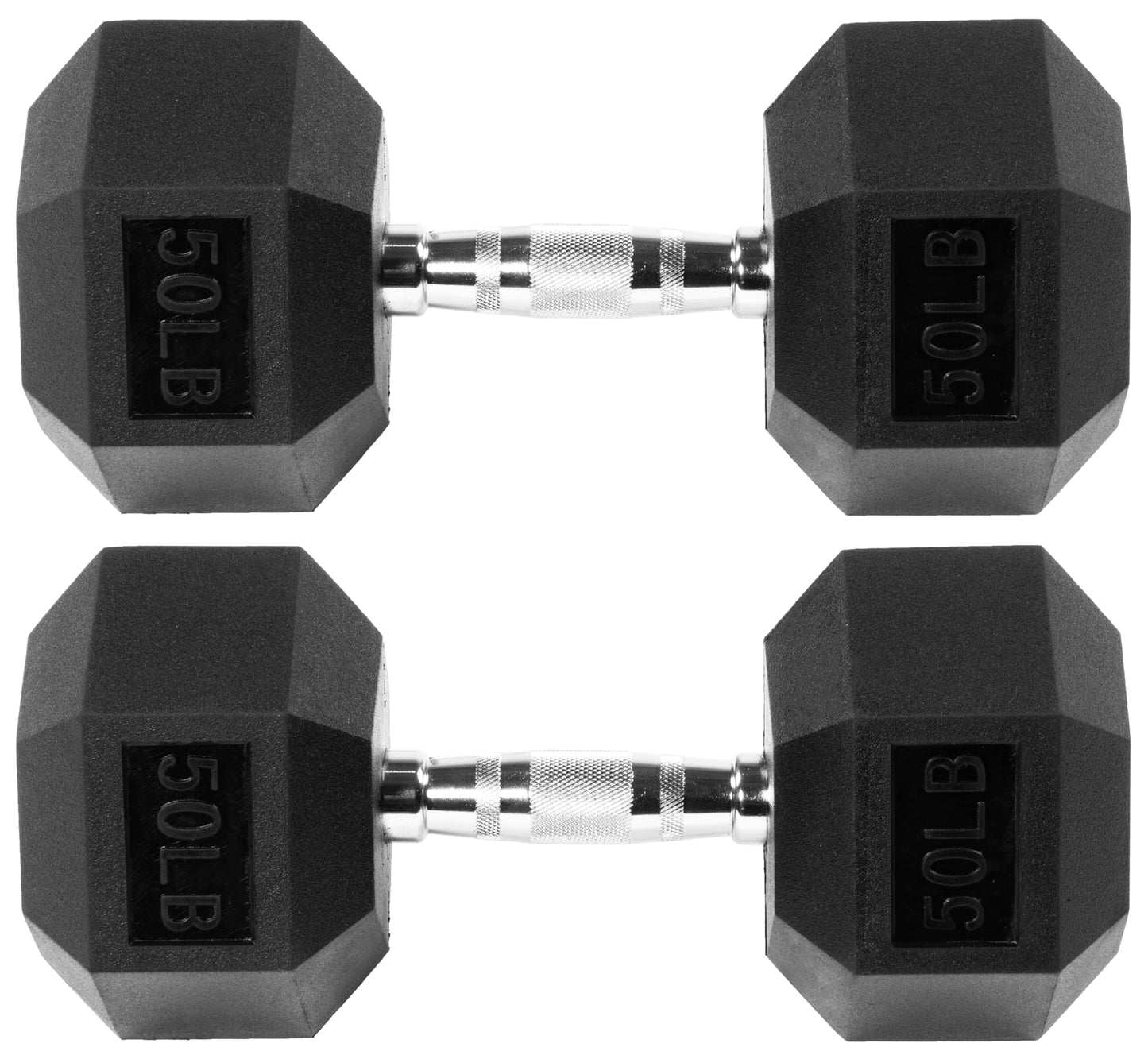 Fitvids Premium Rubber Encased Hex Dumbbell, 50LB Pair