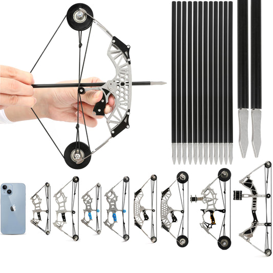 ZSHJGJR 6"/7.4"/7.9"/8.6"/8.8"/9.5"/11"/16" Archery Compound Bow and Arrow Set Training Bow RH/LH for Outdoor Sports Hunting Shooting Cool Stuff Archery Entertainment Fun Gift (8.6" Bow)