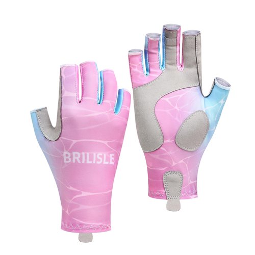 BRILISLE Fishing Gloves for Women UPF 50+, Sun Uv Protection Fingerless Anti-Slip Gloves for Kayaking Paddling Hiking Sailing Rowing Driving Canoeing PIM