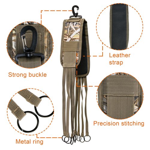 HOW'ON Duck Lanyard Dove Bird Waterfowl Slip Ring Carrier Hunting Game Carrier Dead leaves camo OneSize