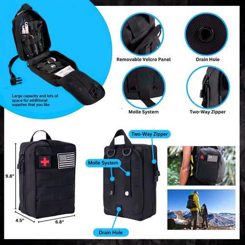 Teakwood Survival Gear - Survival Kit with Storage Case, Tactical Equipment for Camping, Backpacking, Adventures and More, Gift for Man, Dad, Husband (Black, 142 Pieces)