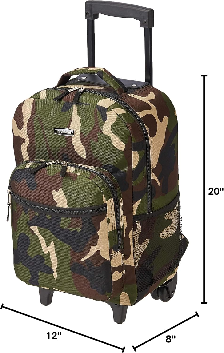 Rockland Double Handle Rolling Backpack, CAMO, 17-Inch