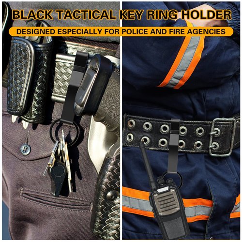 Manesi Duty Belt Key Holder, Belt Key Clip, Stainless Steel Tactical Stealth Belt Loop Key Ring Holder with Keyrings for Police Handcuff and Fire Agencies Fits Max 2.25 Inch Belt