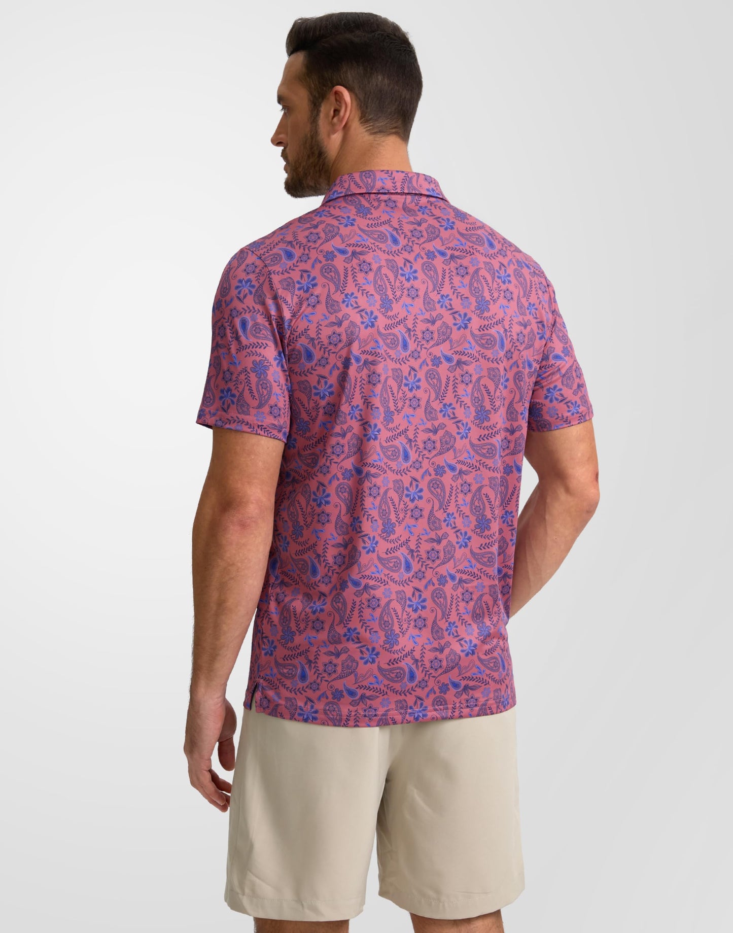 Obla Mens Golf Polo Shirts Short Sleeve Dry Fit Performance Moisture Wicking Casual Print Collared Golf Shirts for Men(Blue Paisley_4XL)