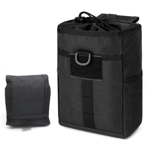 Molle Dump Pouch Roll-Up Drawstring Magazine Utility Pouch Folding Tactical Foldable Magazine Drop Pouch Black