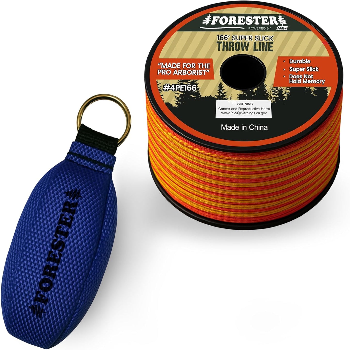 FORESTER Arborist Throw Line Kit | Throw Weight & 166ft Rope | Ultra Slick 100% Polyester Rope | Arborist Equipment for Tree Climbing
