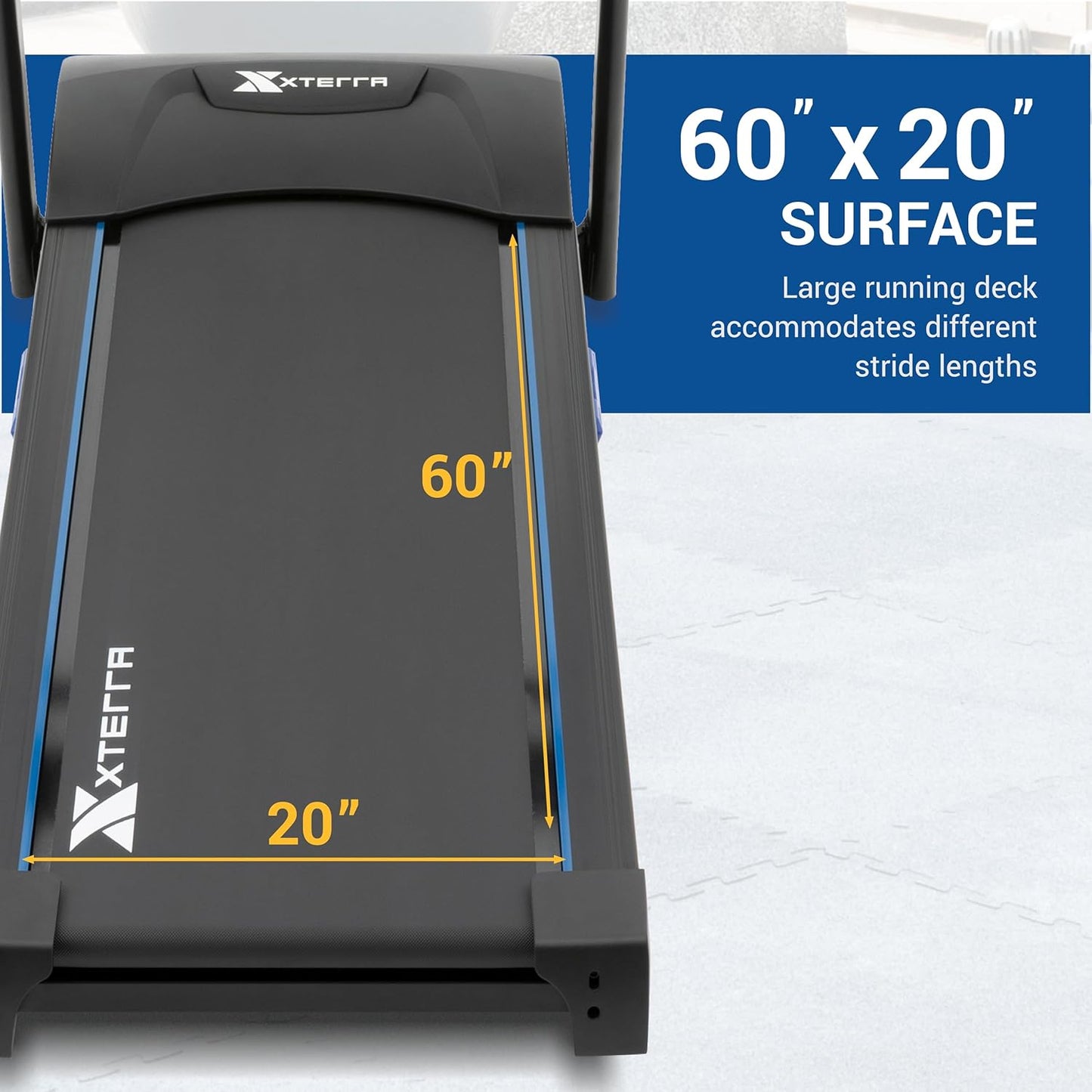 XTERRA Fitness Sport Series Premium Folding Smart Treadmill, Handlebar Speed and Incline Controls, Large XTRASoft Cushioned Running Deck, Built-in FTMS-Enabled Bluetooth with XTERRA+ Fitness App