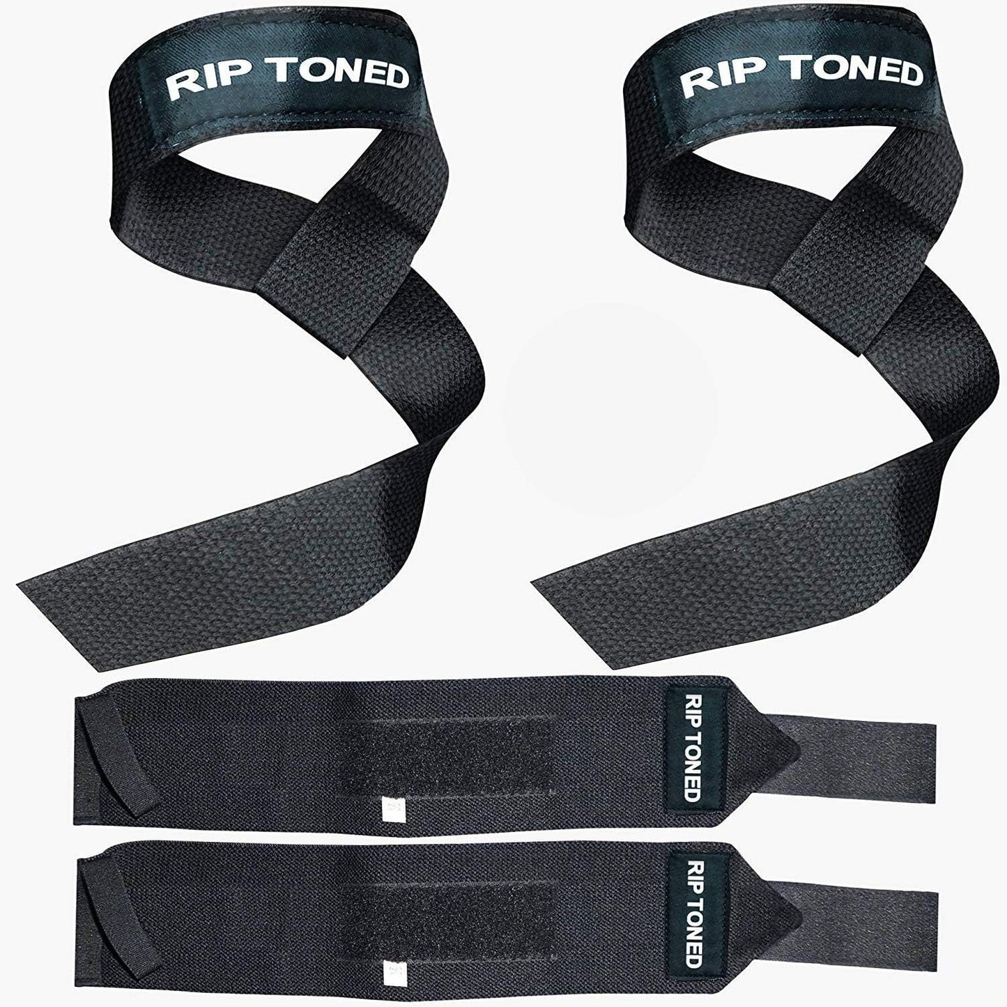Weightlifting Straps & Wrist Wraps Bundle - 1 Pair Each, 18" & 13" for Gym, Powerlifting, CrossFit