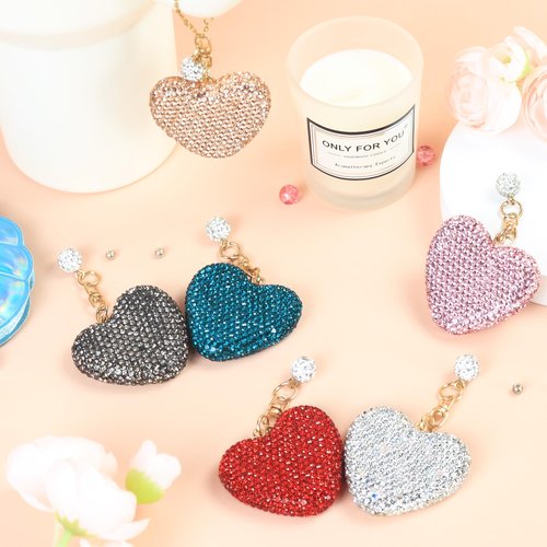 Mokoart Glitter Heart Shape Charms for Stanley Decorations, Tumbler Accessories with Handle 40 oz 30 oz, Bling Cute Love Heart Charms for Cup Accessories (Black)