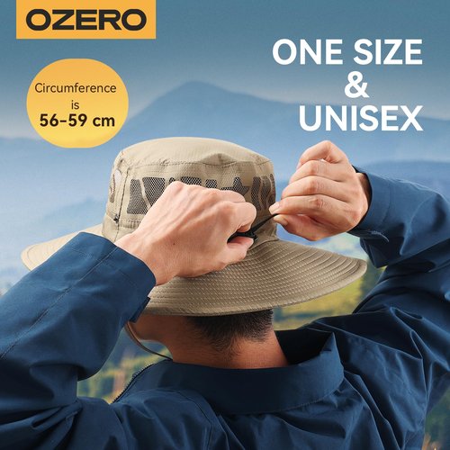 OZERO Beach Bucket Hats for Men: Sun Visor Breathable Foldable Cap with Wide Brim UV Protection for Summer Hiking Fish Fishing Dark Blue